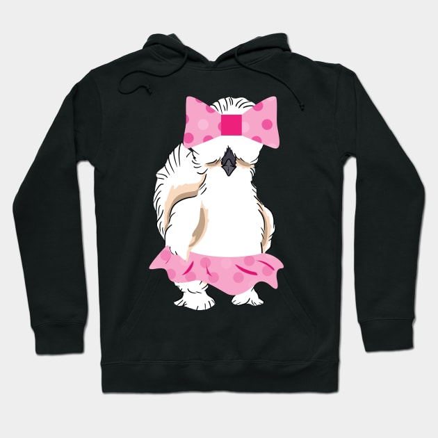 Silkie Chicken Wearing Pink Tutu Hoodie by DebbiesDashingDesigns